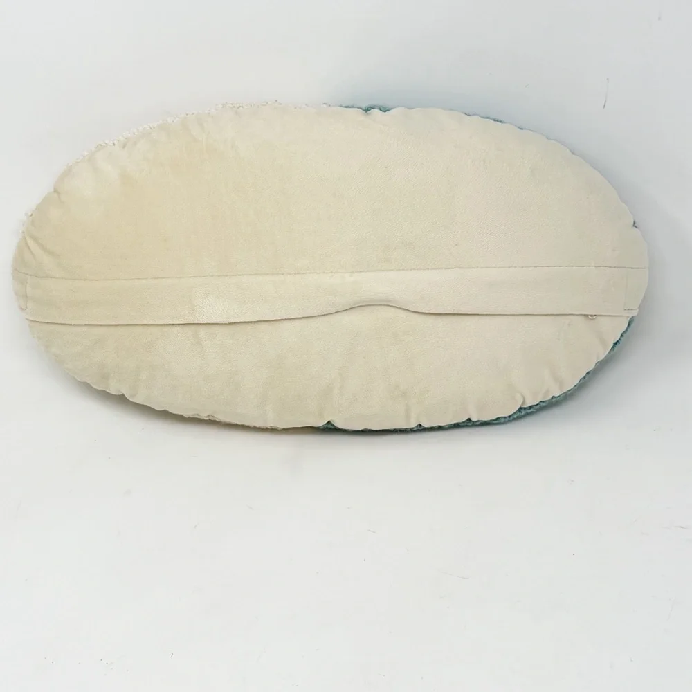 PEKING HANDICRAFTS Blue Ivory CHILL PILL Crewel Knit Pillow Zipper Close 16”X8”